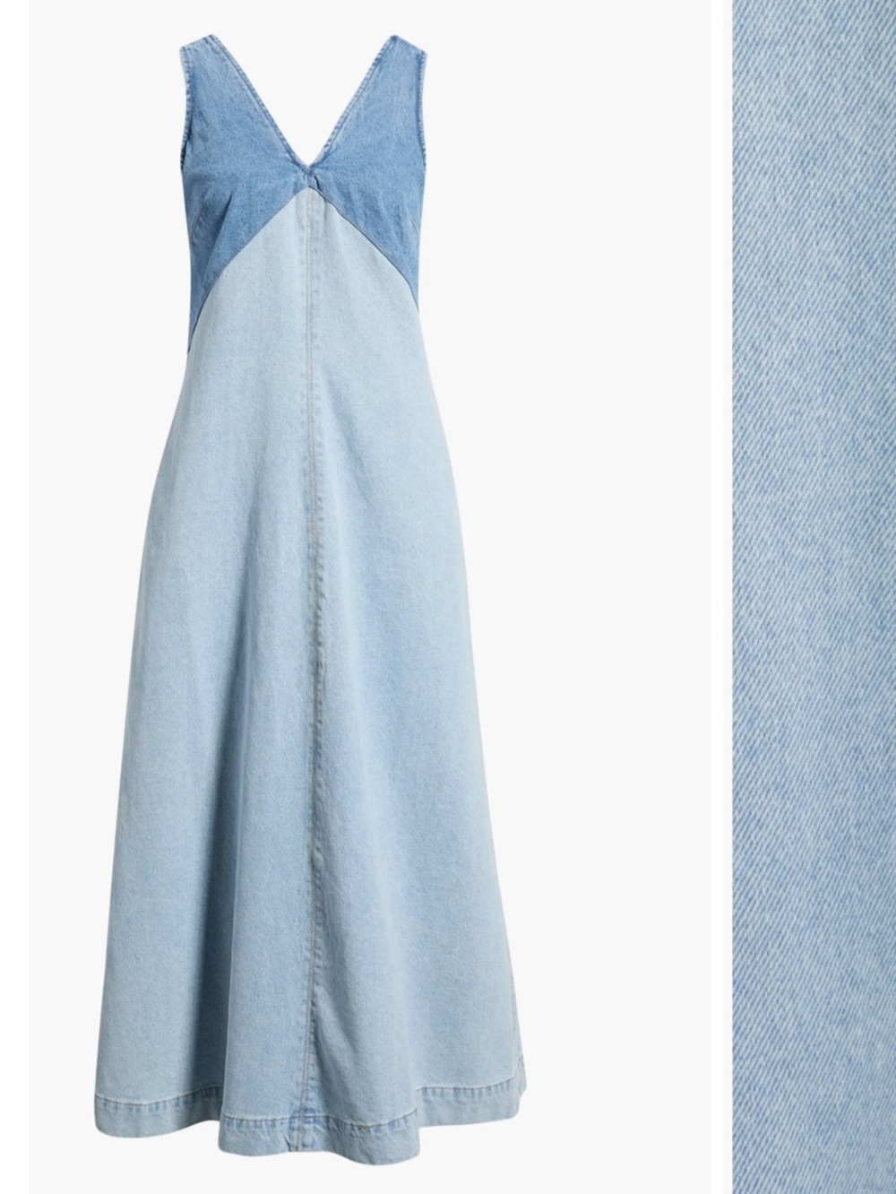 Torn by Ronny Kobo Azure two-tone denim midi dress size S